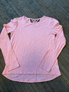 Girl’s Gap  Long Sleeve Pink Slub Knit Top with Crisscross Back
